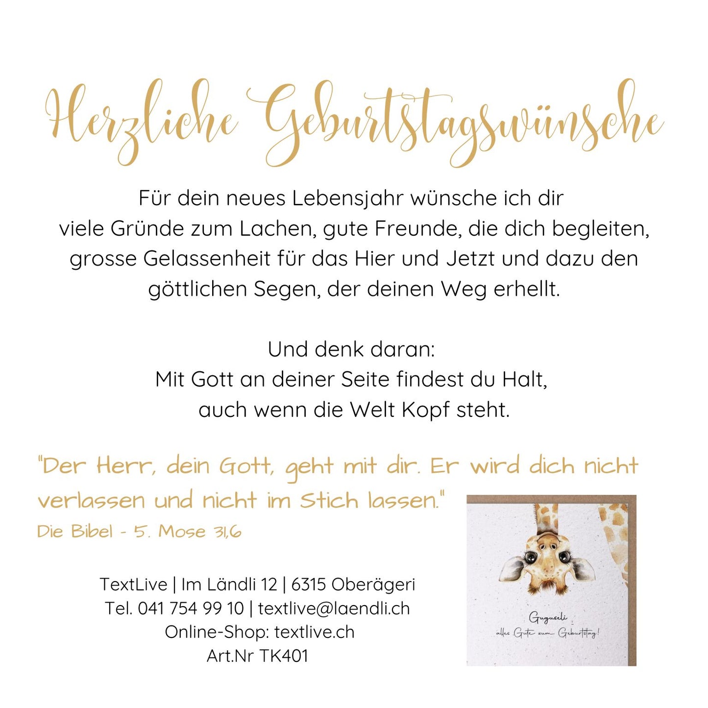 Handmade Paper-Karte - Geburtstag Giraffe