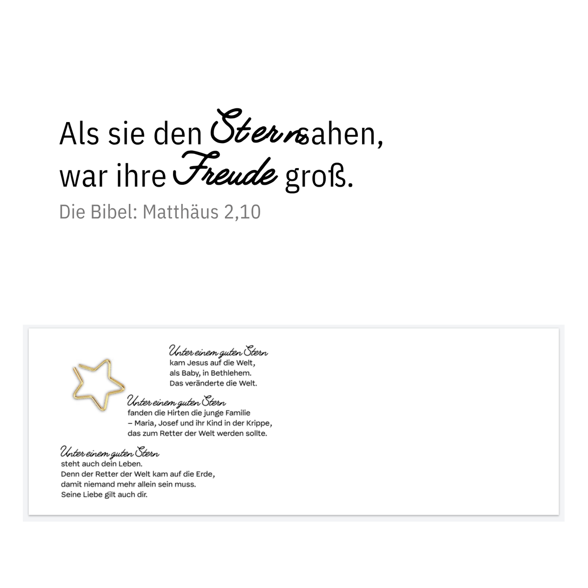Doppelkarte mit Büroklammer in Stern-Form "Unter einem guten Stern"
