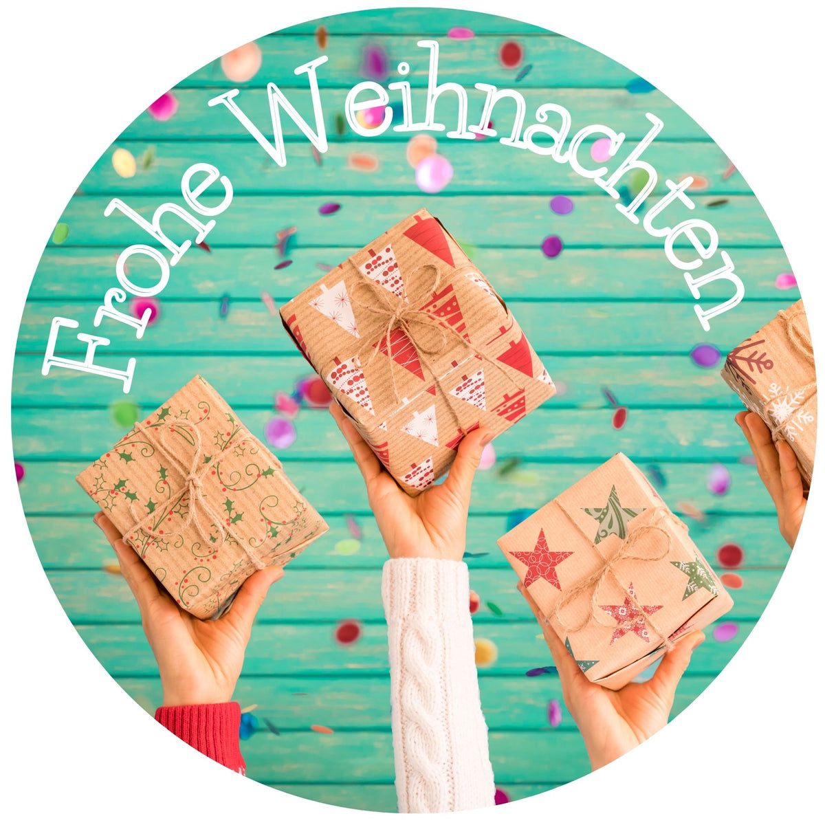 Runde Karte "Frohe Weihnachten"