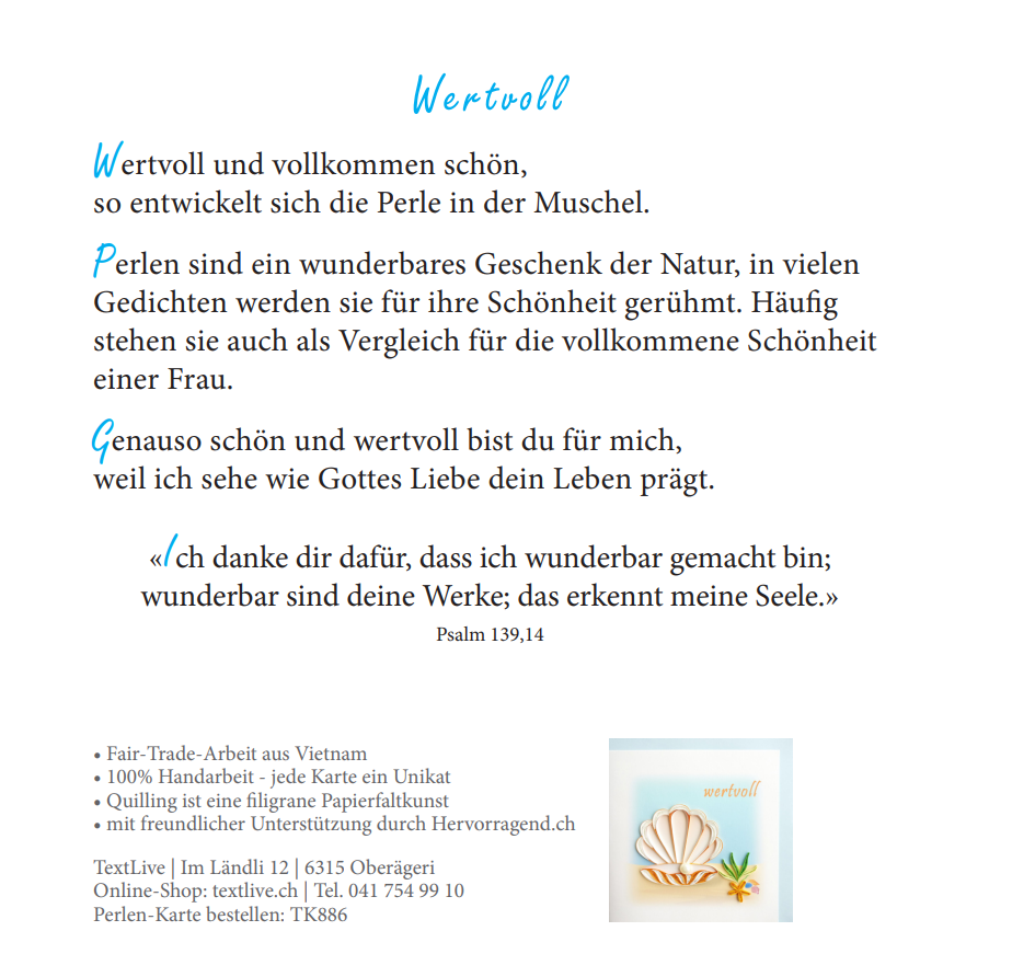 Quilling-Karte - Perle wertvoll
