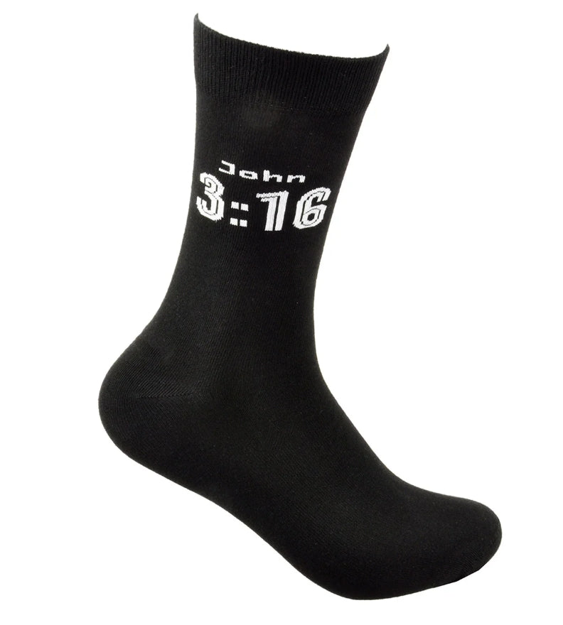 Socken schwarz - Grösse 42-46 - Text auf Socken: "geliebt - John 3:16"