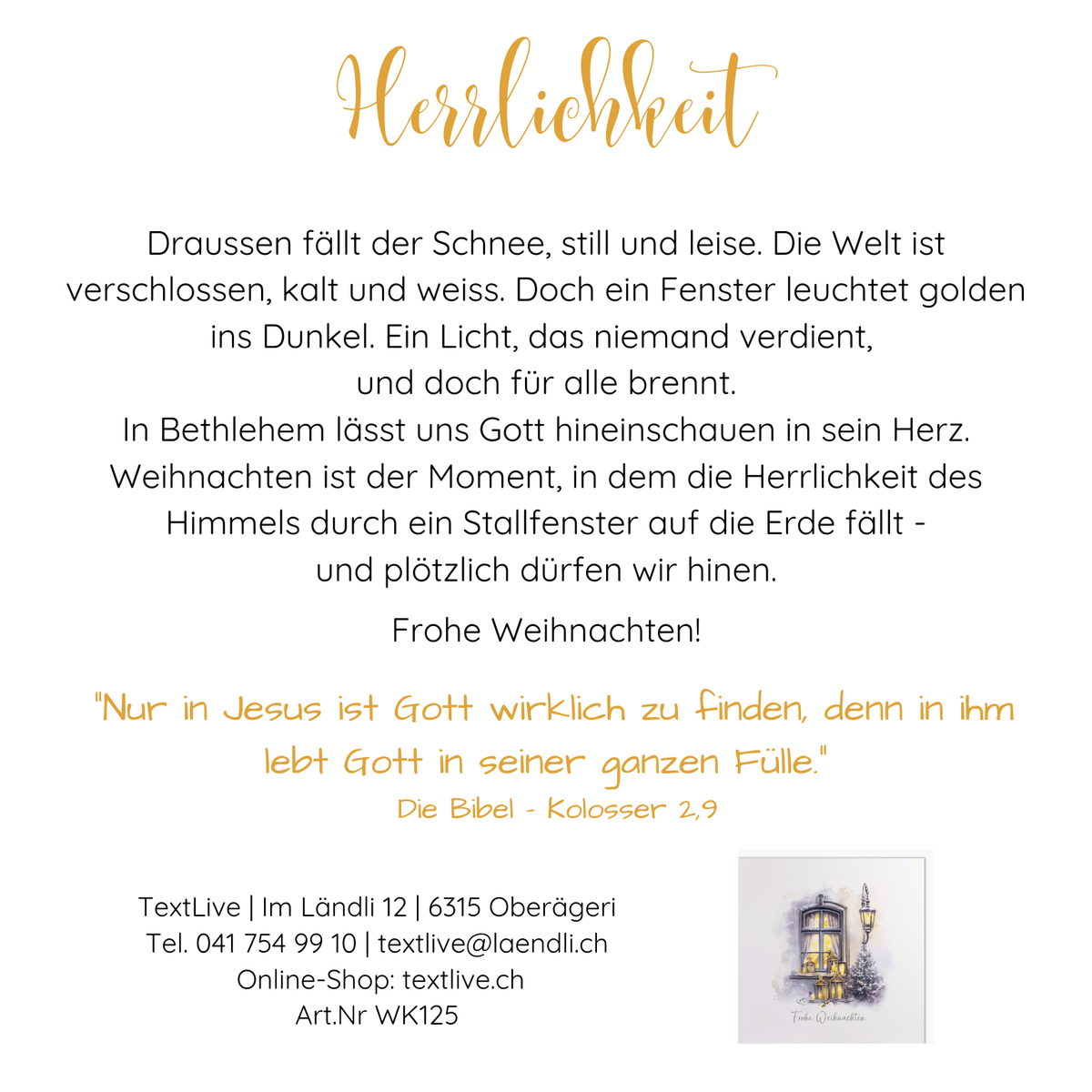 Quilling-Karte Premium Weihnachtsfenster Frohe Weihnachten