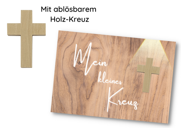 Kreativ-Kärtchen A7 - mit ablösbarem Holzkreuz