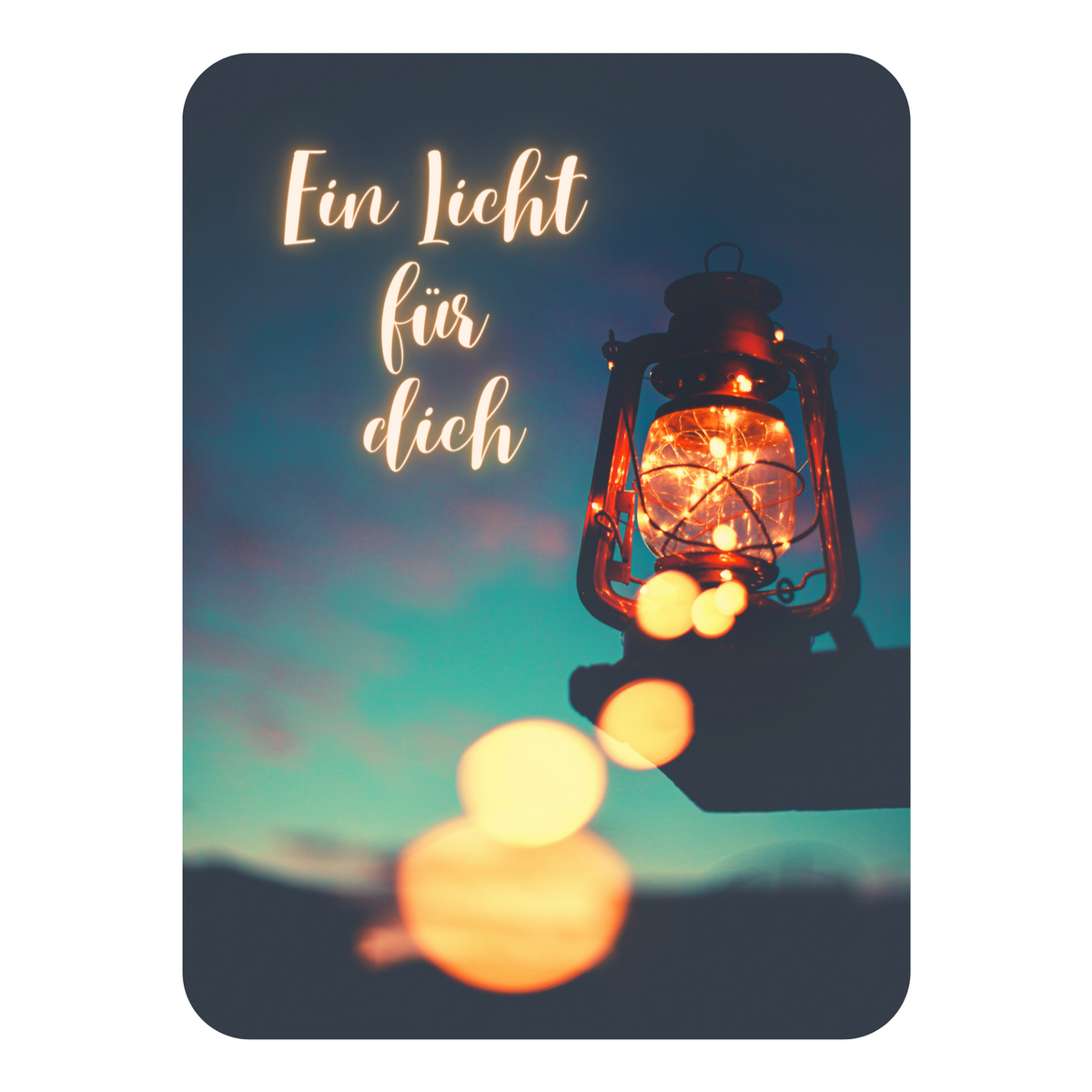 Postkarte 'Ein Licht für dich' mit runden Ecken Textlive