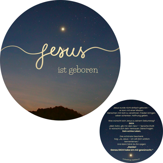 Runde Karte - Jesus ist geboren