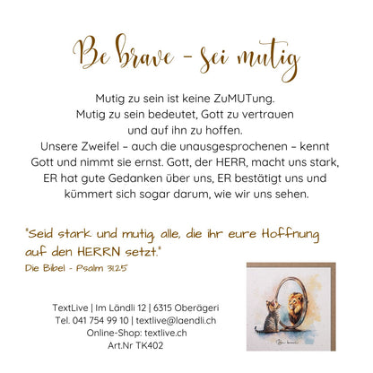 Handmade Paper-Karte - Be brave