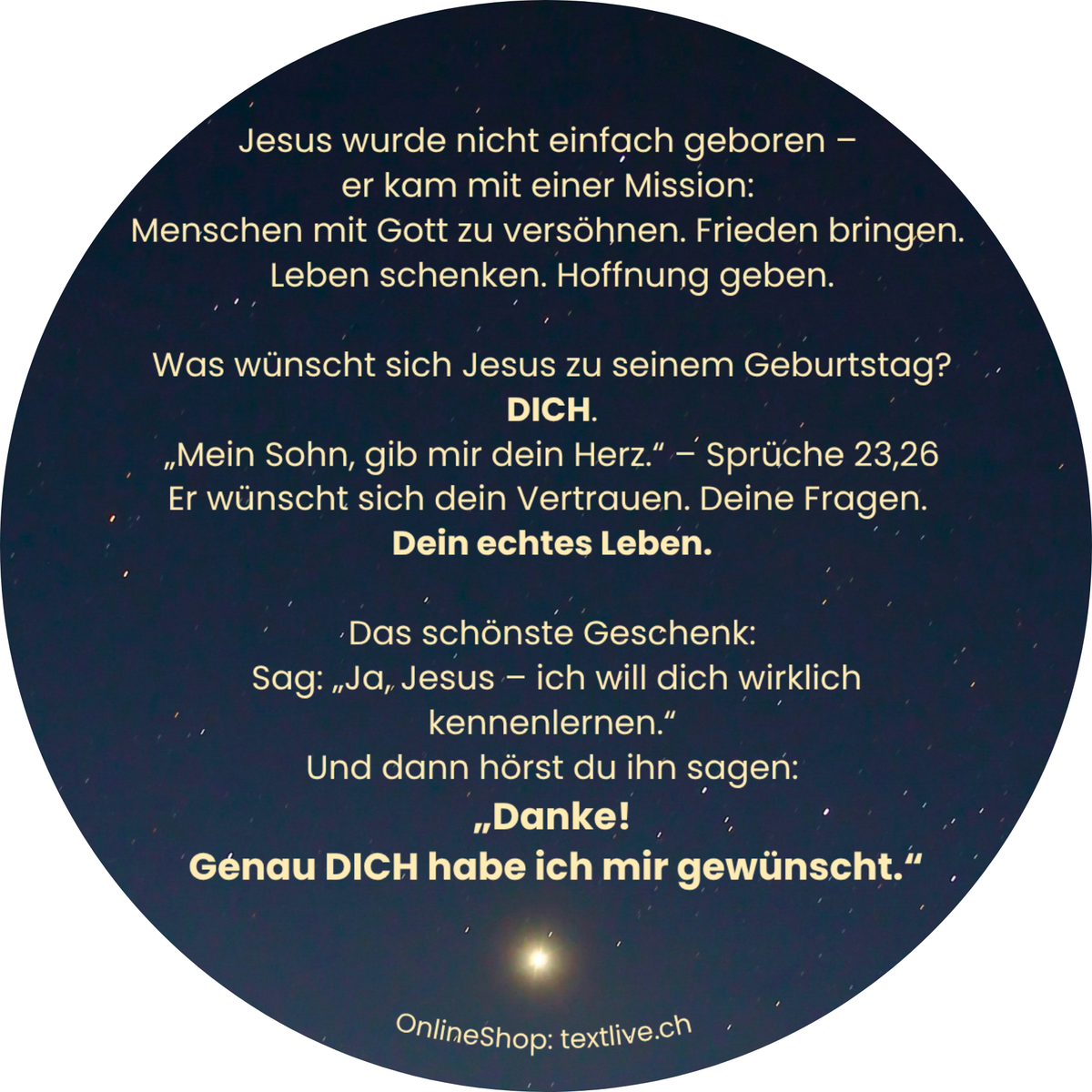 Runde Karte - Jesus ist geboren