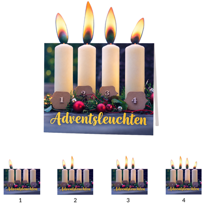 Grusskärtchen - Adventsleuchten - 4 Kerzen gestanzt
