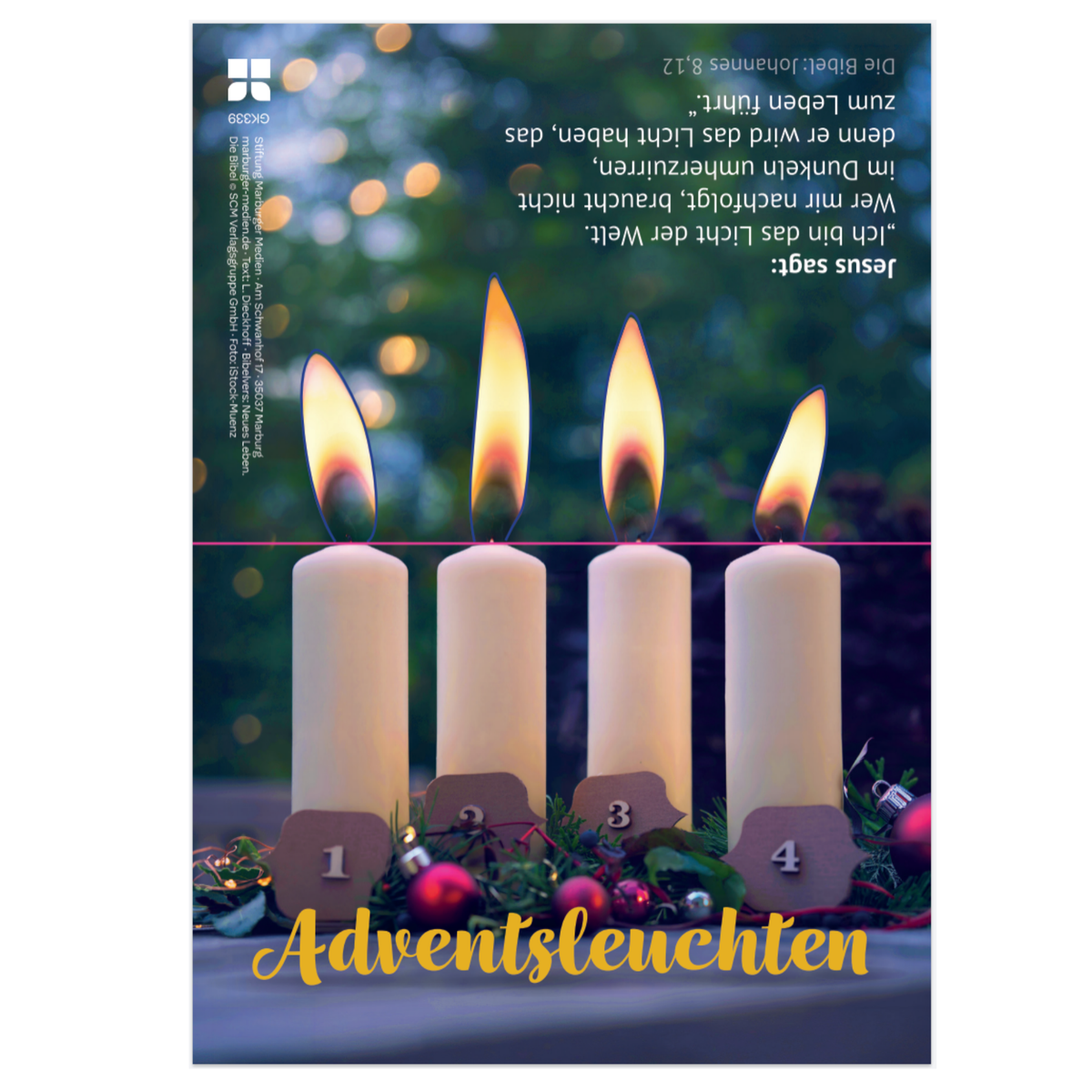 Grusskärtchen - Adventsleuchten - 4 Kerzen gestanzt