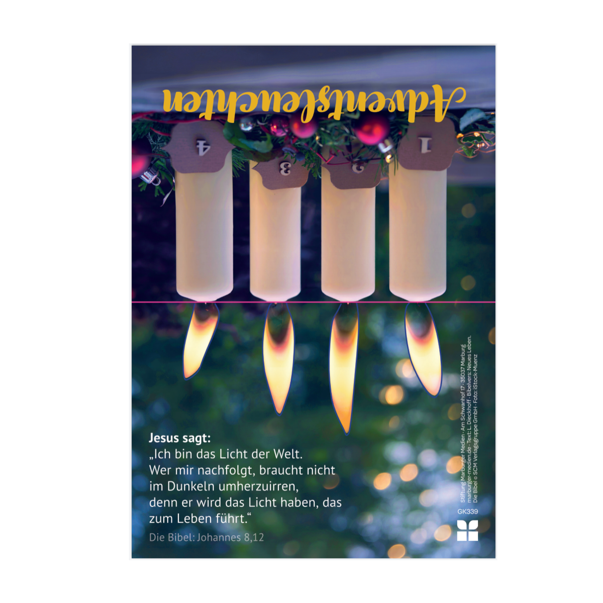 Grusskärtchen - Adventsleuchten - 4 Kerzen gestanzt