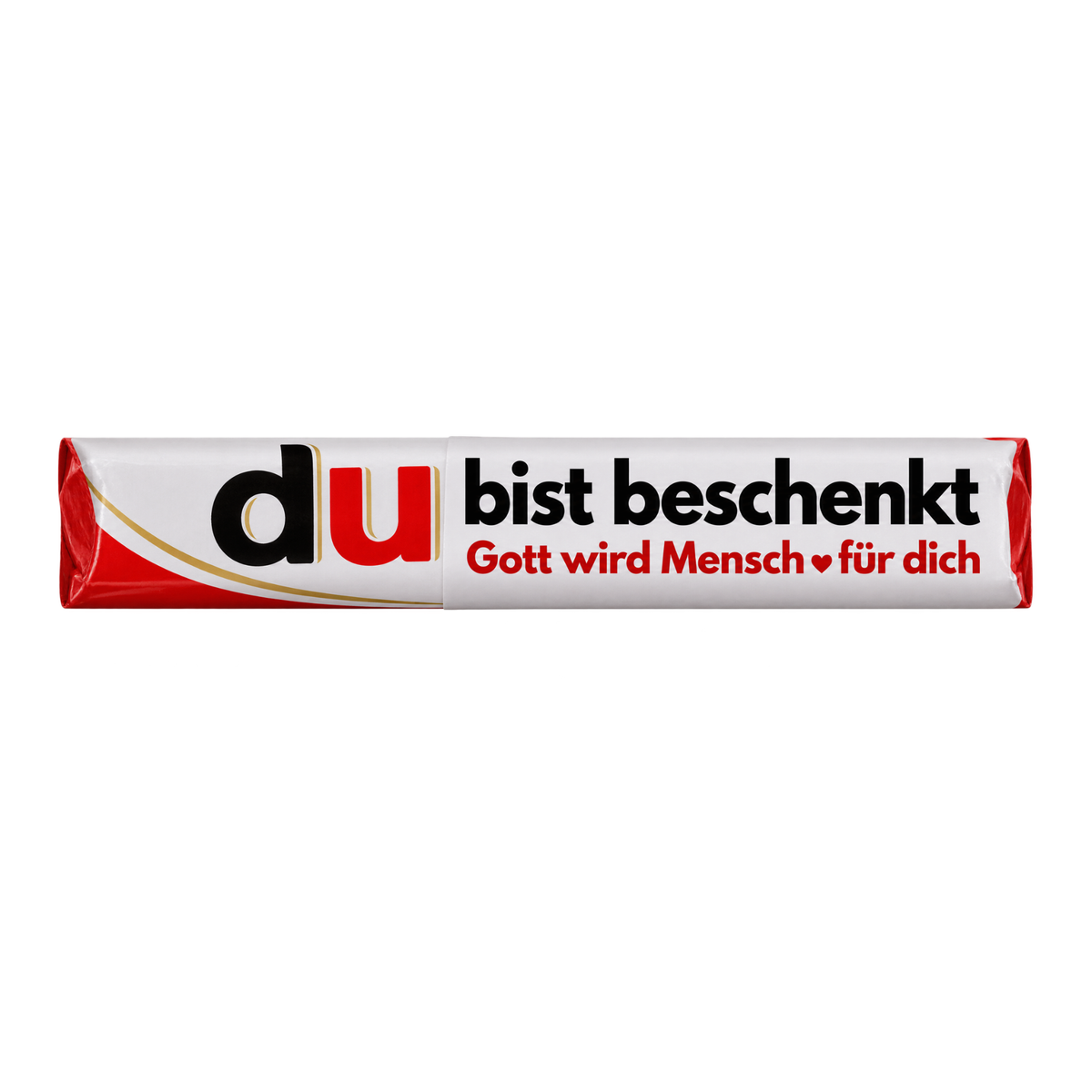 Karte mit Duplo-Schokolade "Du bist beschenkt - Gott wird Mensch für dich" - Lukas 2,14