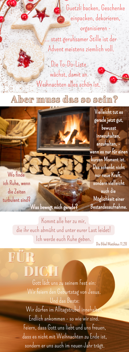 Gerollte Weihnachtsbotschaft mit Holz-Herzklammer