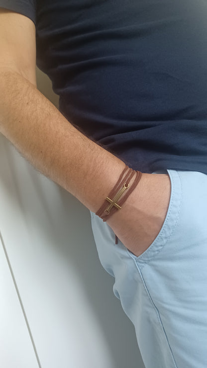 Schmuck: Armband Echt Leder - Kreuz