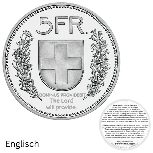 Fünfliber-Flyer 'The Lord will provide.', ø 9,5 cm
