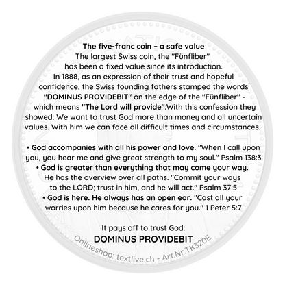 Fünfliber-Flyer 'The Lord will provide.', ø 9,5 cm