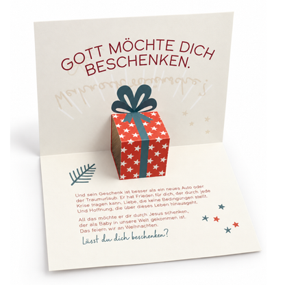 Doppelkarte mit "Pop-Up-Effekt" - Gott möchte dich beschenken