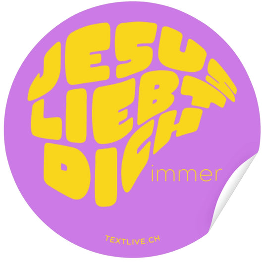 Aufkleber - 9.5x9.5cm Sticker - JESUS LIEBT DICH immer - lila