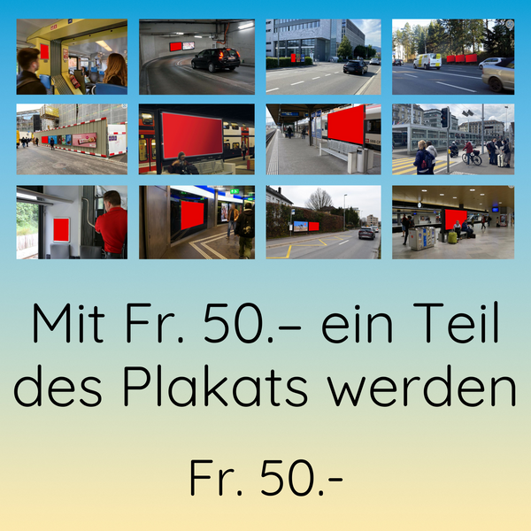 Strassenplakat - Dein Beitrag 50.- Gits Gott würkli? Frögen doch selber