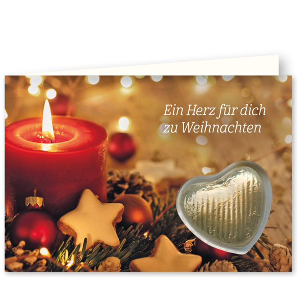 Weihnachtskärtchen mit Schoggi-Herz - Ein Herz für dich