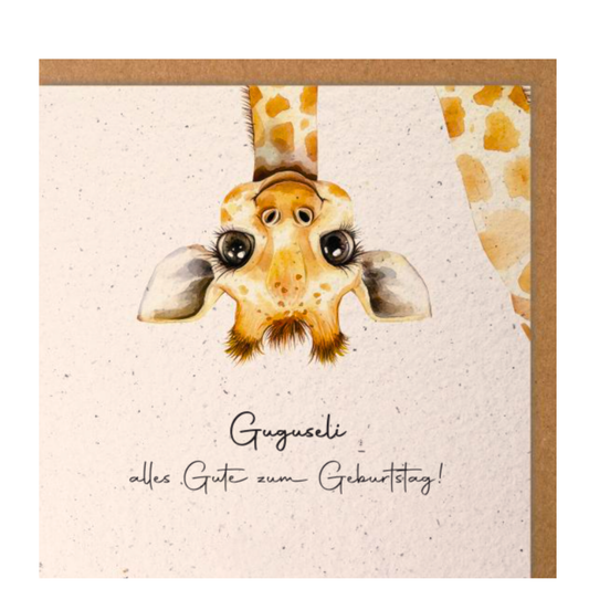 Handmade Paper-Karte - Geburtstag Giraffe
