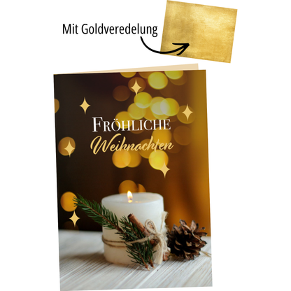 Doppelkarte mit Goldveredelung - Fröhliche Weihnachten