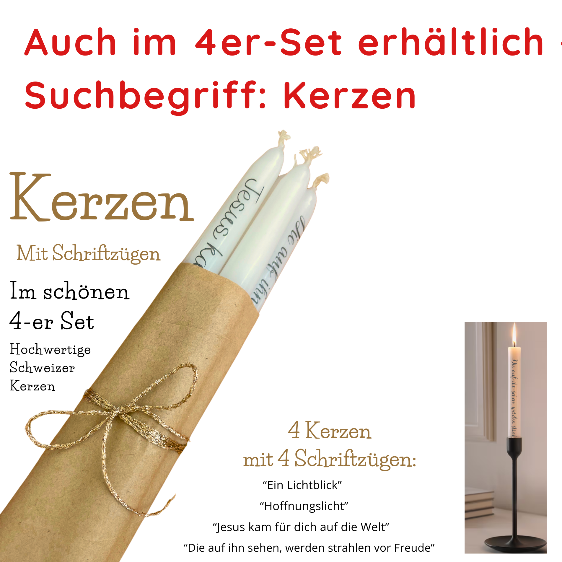 Geschenk - Set Kerzen zum Verschenken und Hoffnung geben. In der Schweiz herrgestellt