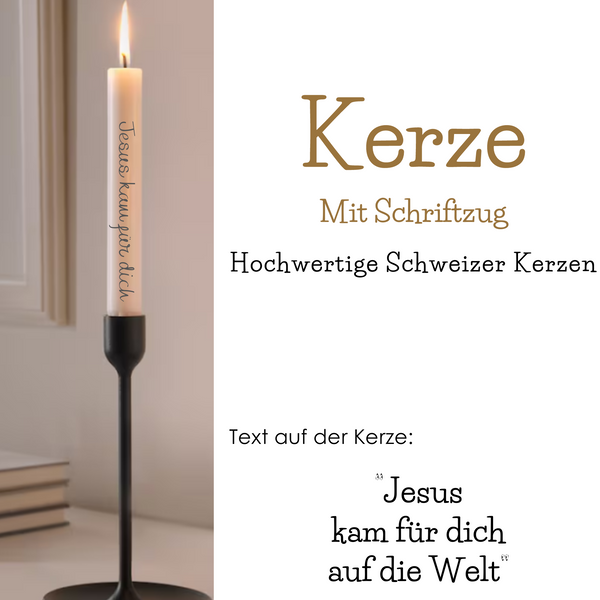 Kerze "Jesus kam für dich auf die Welt"