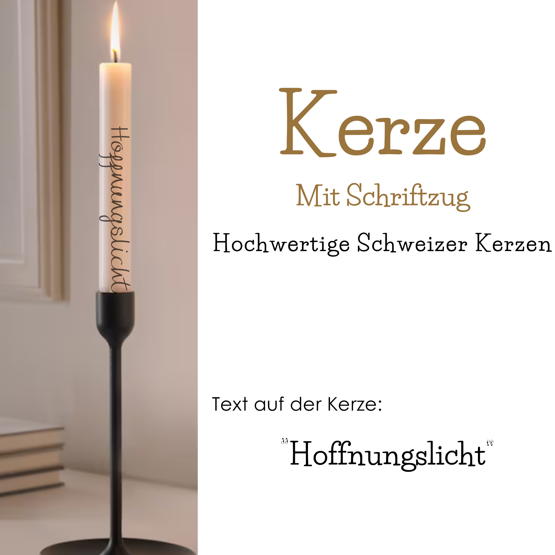 Hergestellt in der Schweiz. Ein ideales christliches Geschenk mit ermutigender Botschaft, welches Freude weckt. Kerze Hoffnungslicht