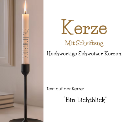 Kerze mit Schriftzug zum Verschenken oder selber Freuen. Das ideale christliche Geschenk.