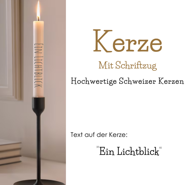 Kerze mit Schriftzug zum Verschenken oder selber Freuen. Das ideale christliche Geschenk.