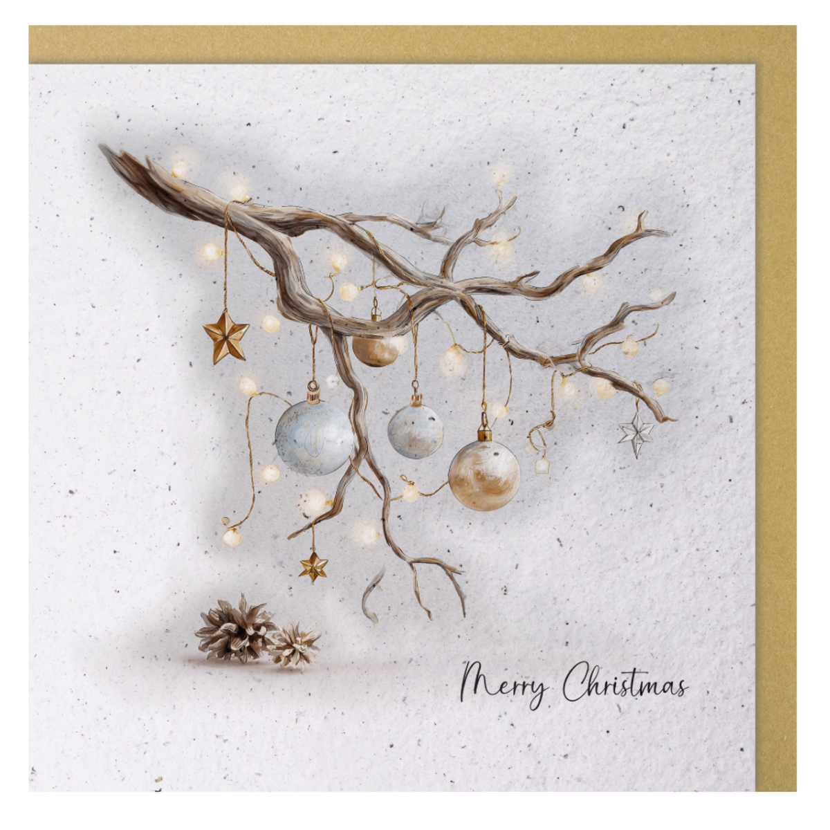 Handmade Paper Karte geschmückter Ast Merry Christmas