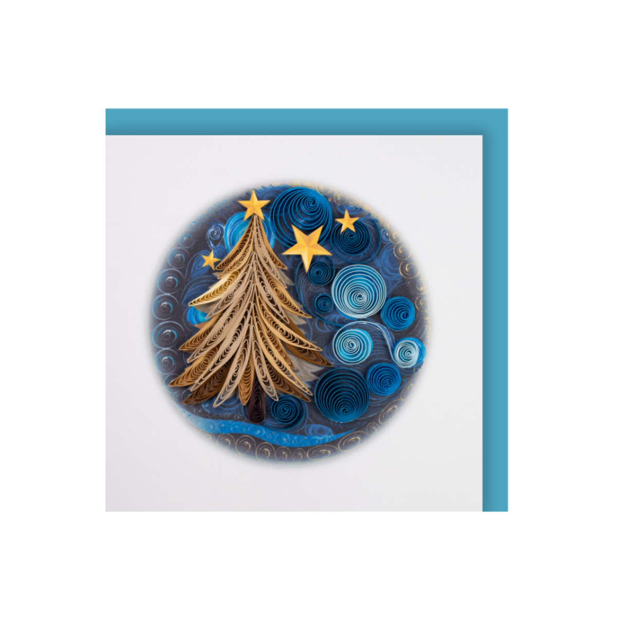 Quilling-Karte klein - Goldener Weihnachtsbaum