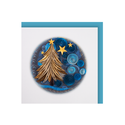 Quilling-Karte klein - Goldener Weihnachtsbaum