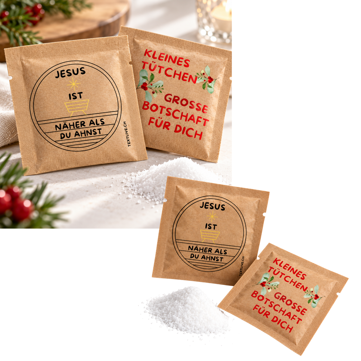 Zuckertütchen -  Weihnachten "Kleines Tütchen . Grosse Botschaft für dich"