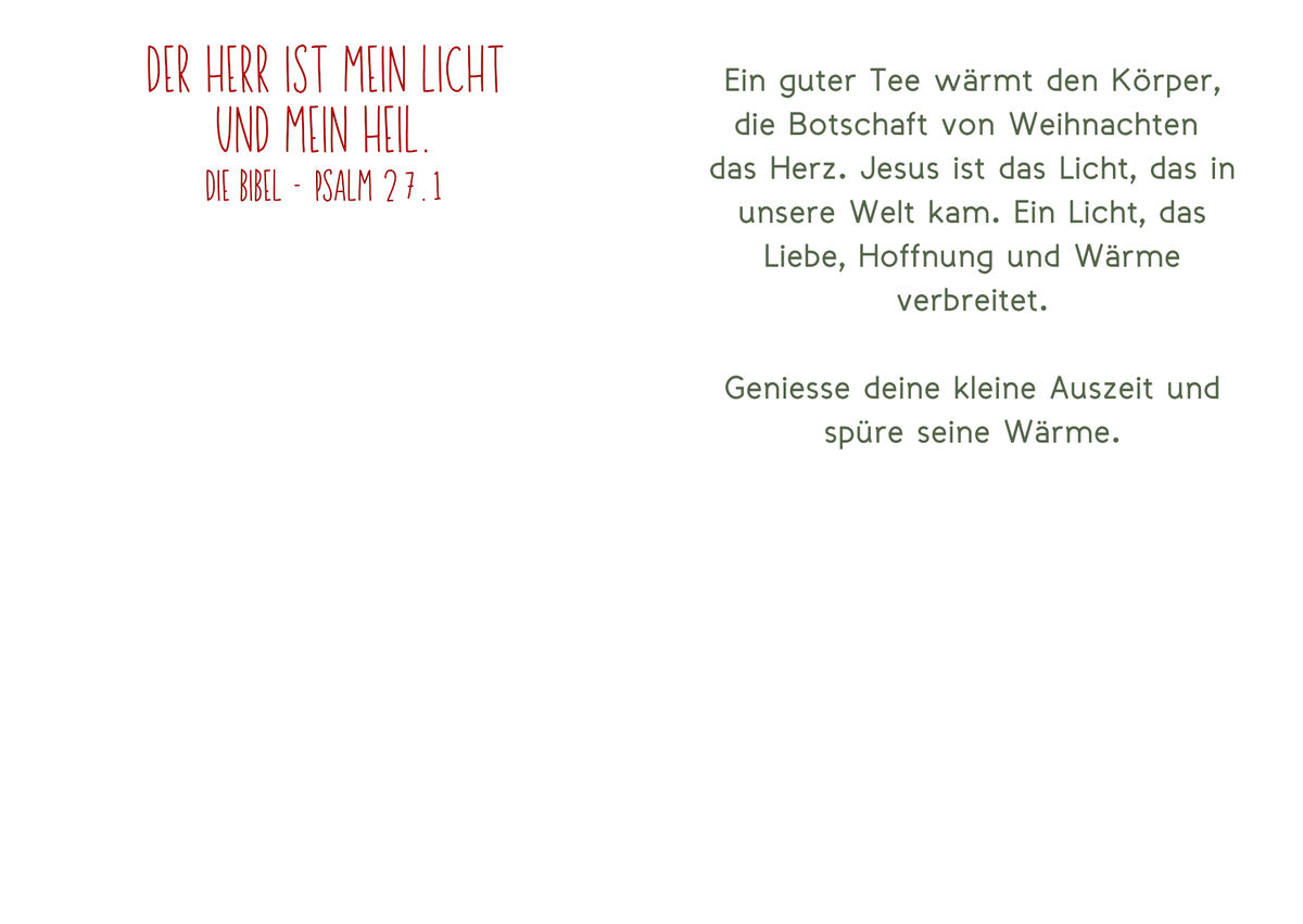 Doppelkärtchen - "Wärme für dich" mit Tee