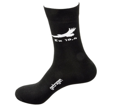Socken schwarz - Grösse 42-46 - Text auf Socken: "getragen - Ex 19,4"