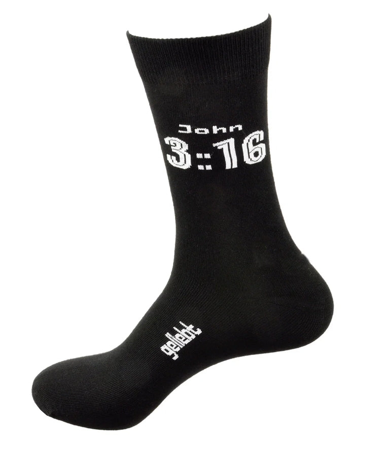 Socken schwarz - Grösse 37-41 - Text auf Socken: "geliebt - John 3:16"