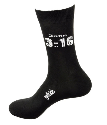 Socken schwarz - Grösse 42-46 - Text auf Socken: "geliebt - John 3:16"