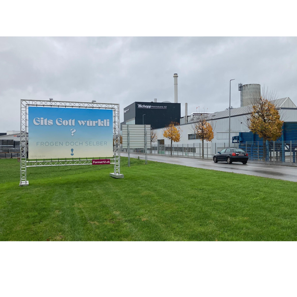 Strassenplakat - Dein Beitrag 500.- Gits Gott würkli? Frögen doch selber