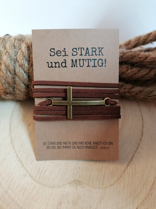 Schmuck: Armband Echt Leder - Kreuz