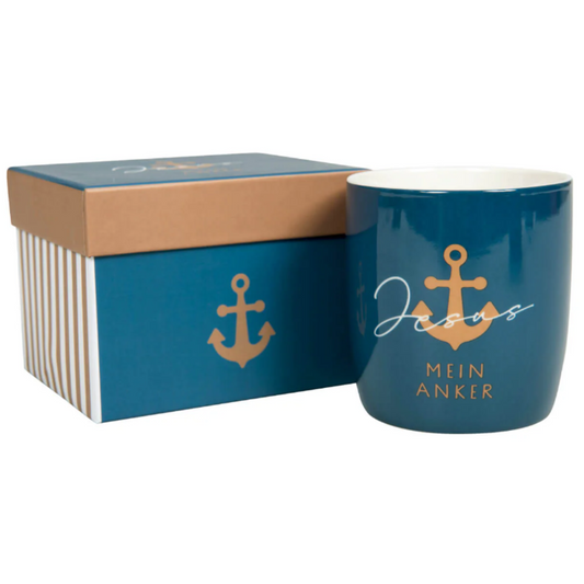 Porzellan-Tasse in edler Geschenkbox 'Jesus - Mein Anker'