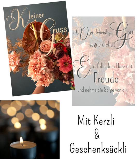 Karte mit Kerzli "Kleiner Gruss"