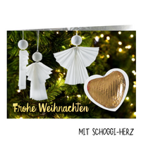Weihnachtskärtchen mit Schoggi-Herz - Frohe Weihnachten