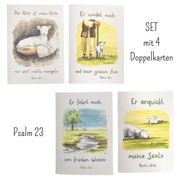 Doppelkarten Psalm 23 - 4er SET - Sabine Herold