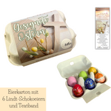 Eierkarton mit 6 Lindt Schokoeier und Textband