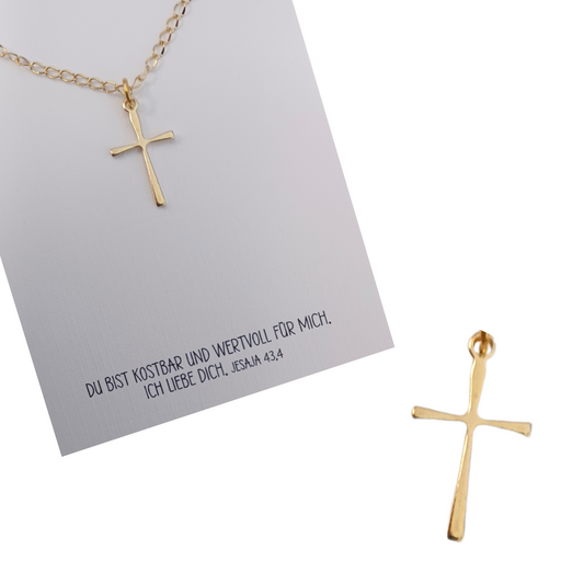 Schmuck: Halskette Kreuz - vergoldet