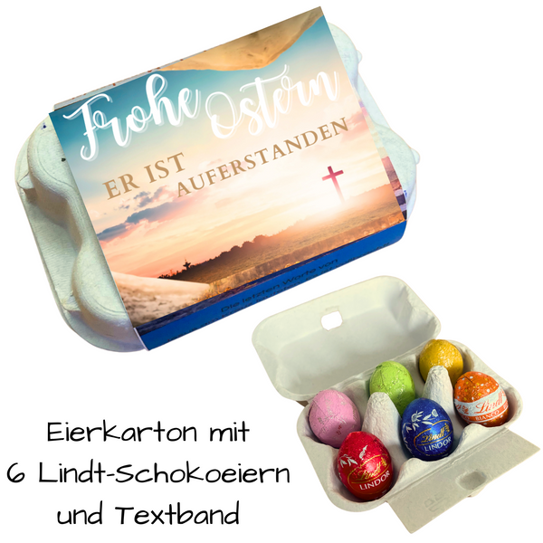Eier-Karton "Frohe Ostern - ER ist auferstanden"