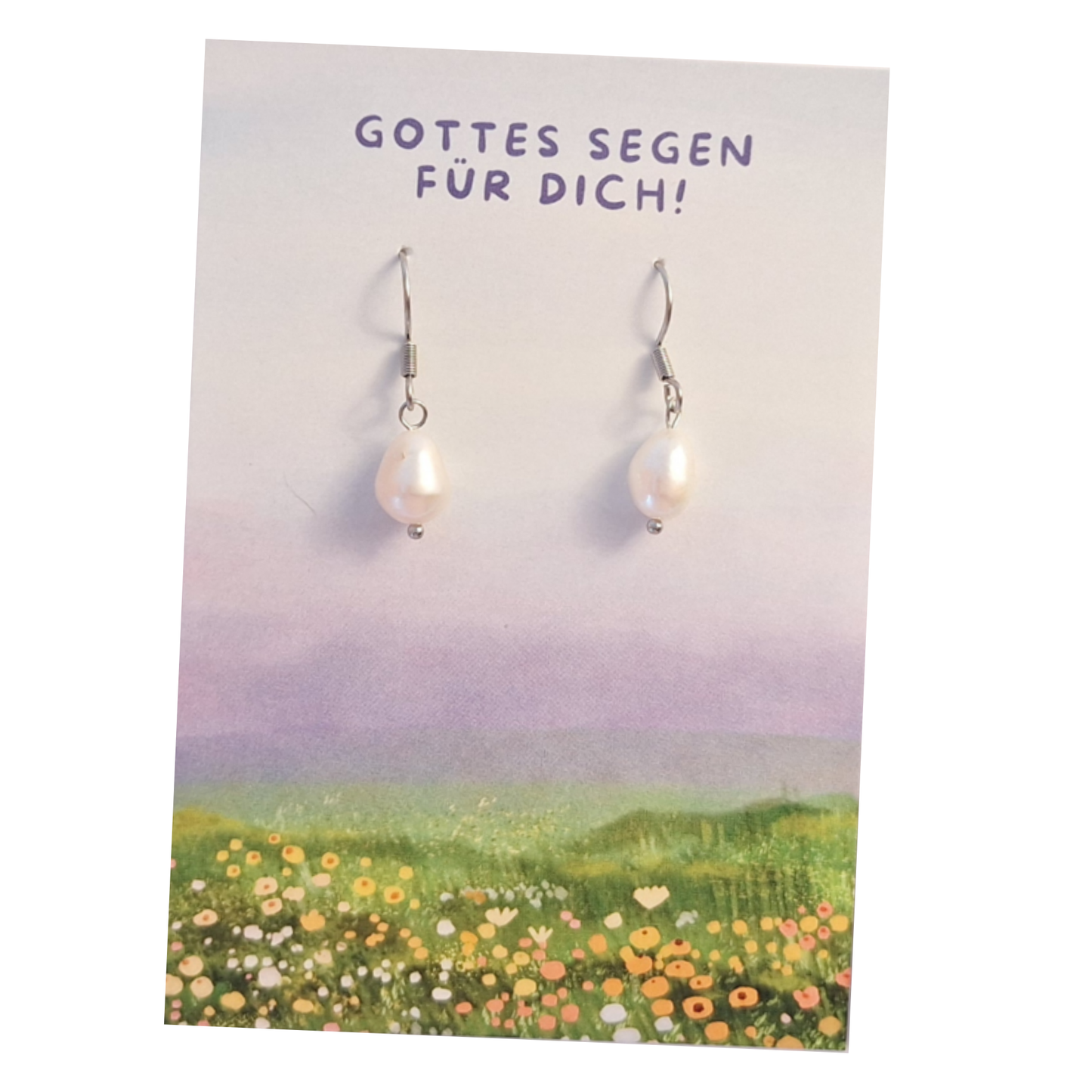 Schmuck: Perlenohrringe "Gottes Segen für dich" aus Süsswasserperle