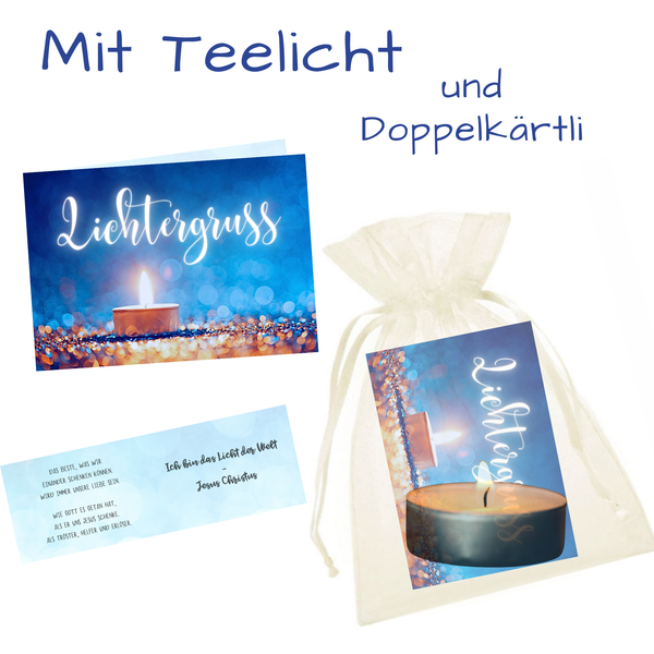 Lichtergruss blau 'Weihnachten - Mit Kerzli