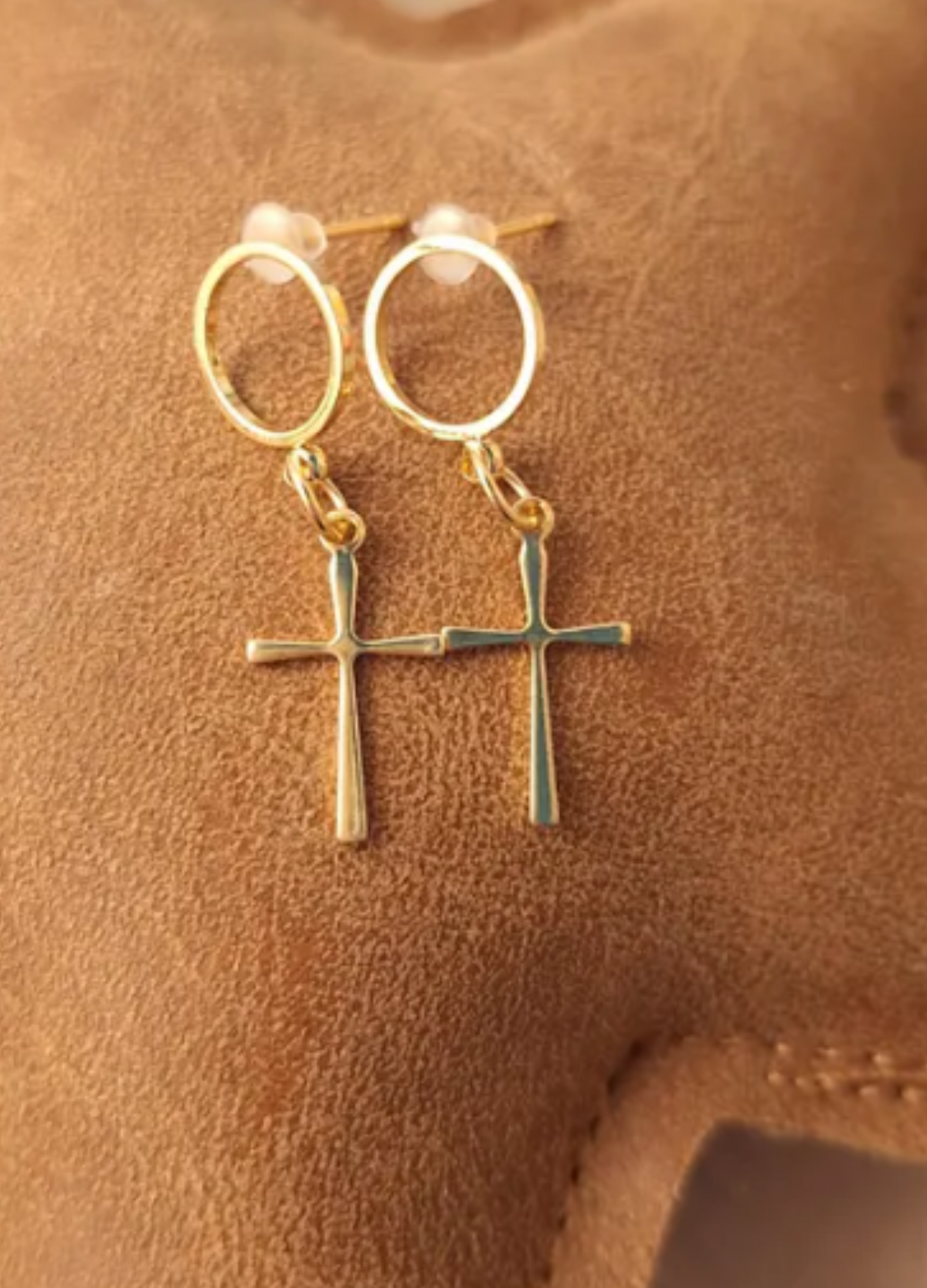 Schmuck: Ohrringe gold - Kreuz